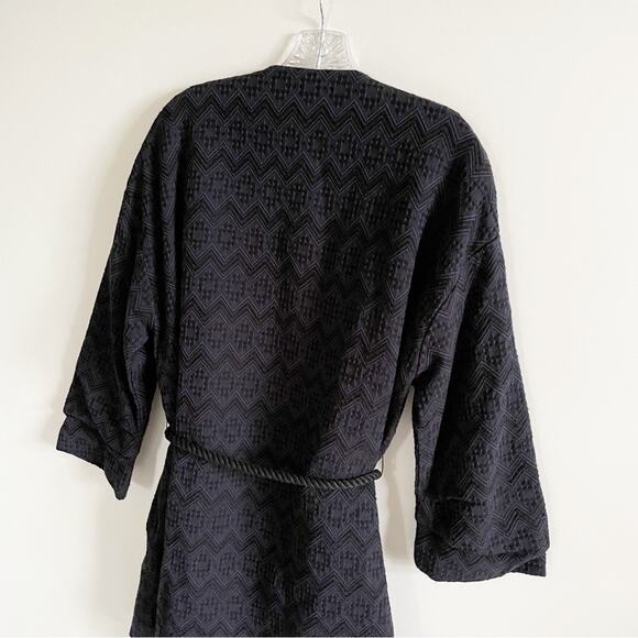 Zara Navy Jacquard Fringe Tassel Kimono Jacket - Picture 8 of 10